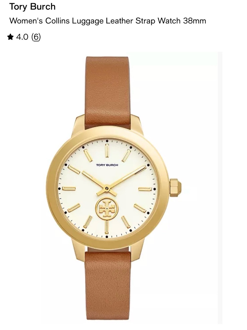 Tory Burch Brown Leather Strap Watch with Gold-Tone Case - Picture 9 of 9